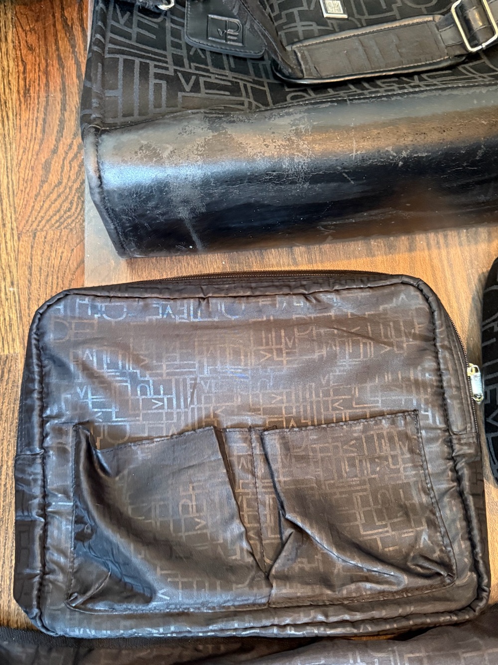Diane Von Furstenberg DVF Black monogram Travel laptop bag pouch